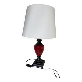 Large Red and Black Wooden Table Lamp - Living room or bedroom bedside table
