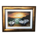 Painting oil antoine barques seaside + gilded wood frame #a220