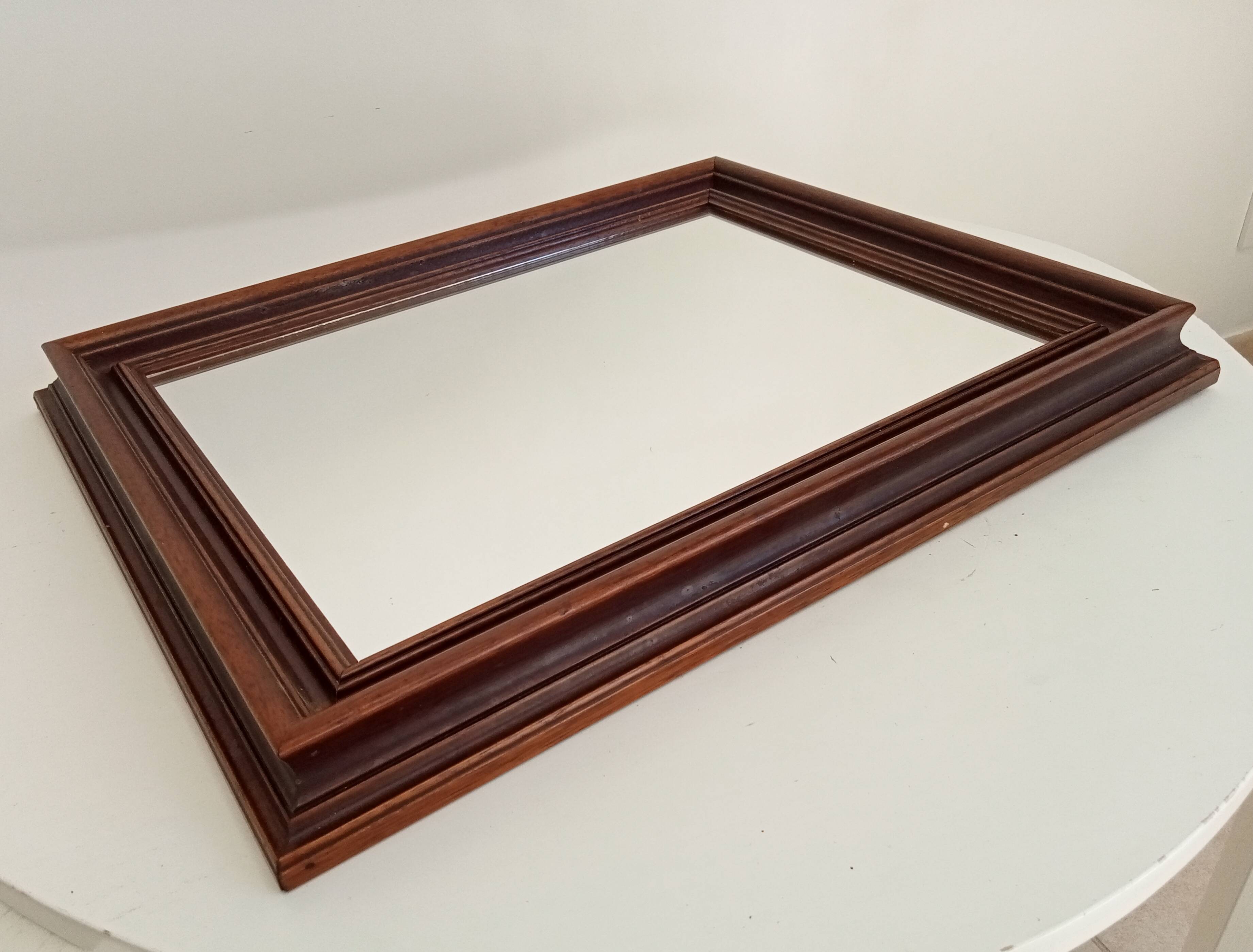 Miroir vintage en bois massif, années 60-70