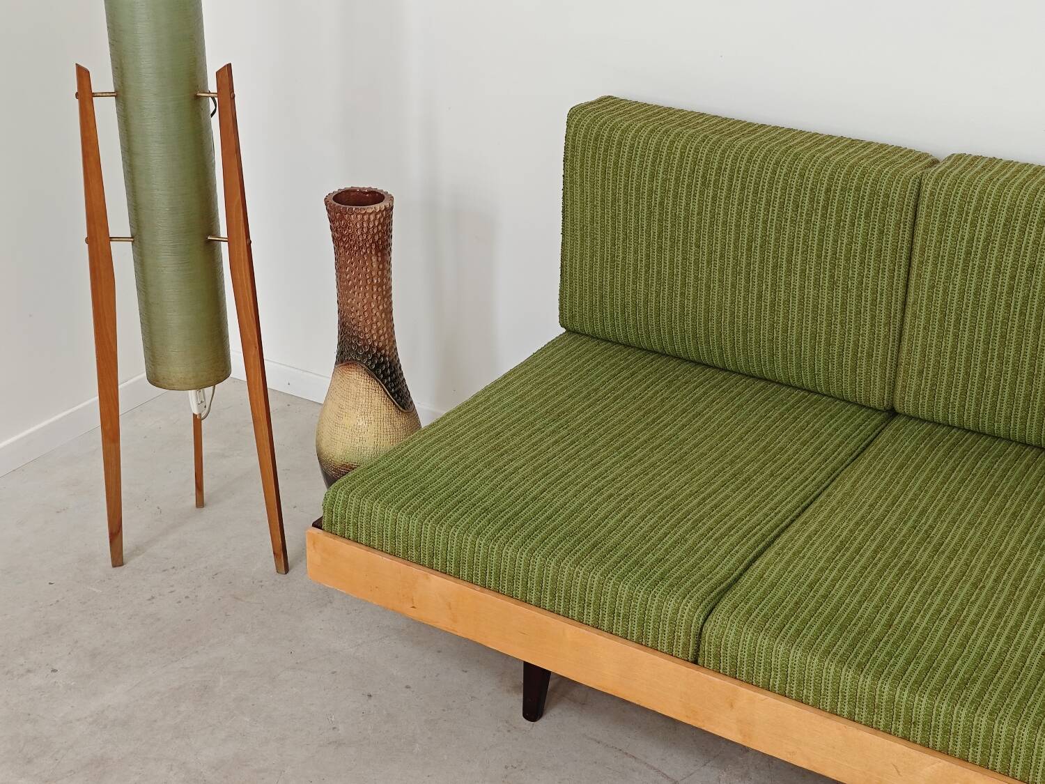 Jitona Sobeslav 1970s Green Fabric Folding Sofa