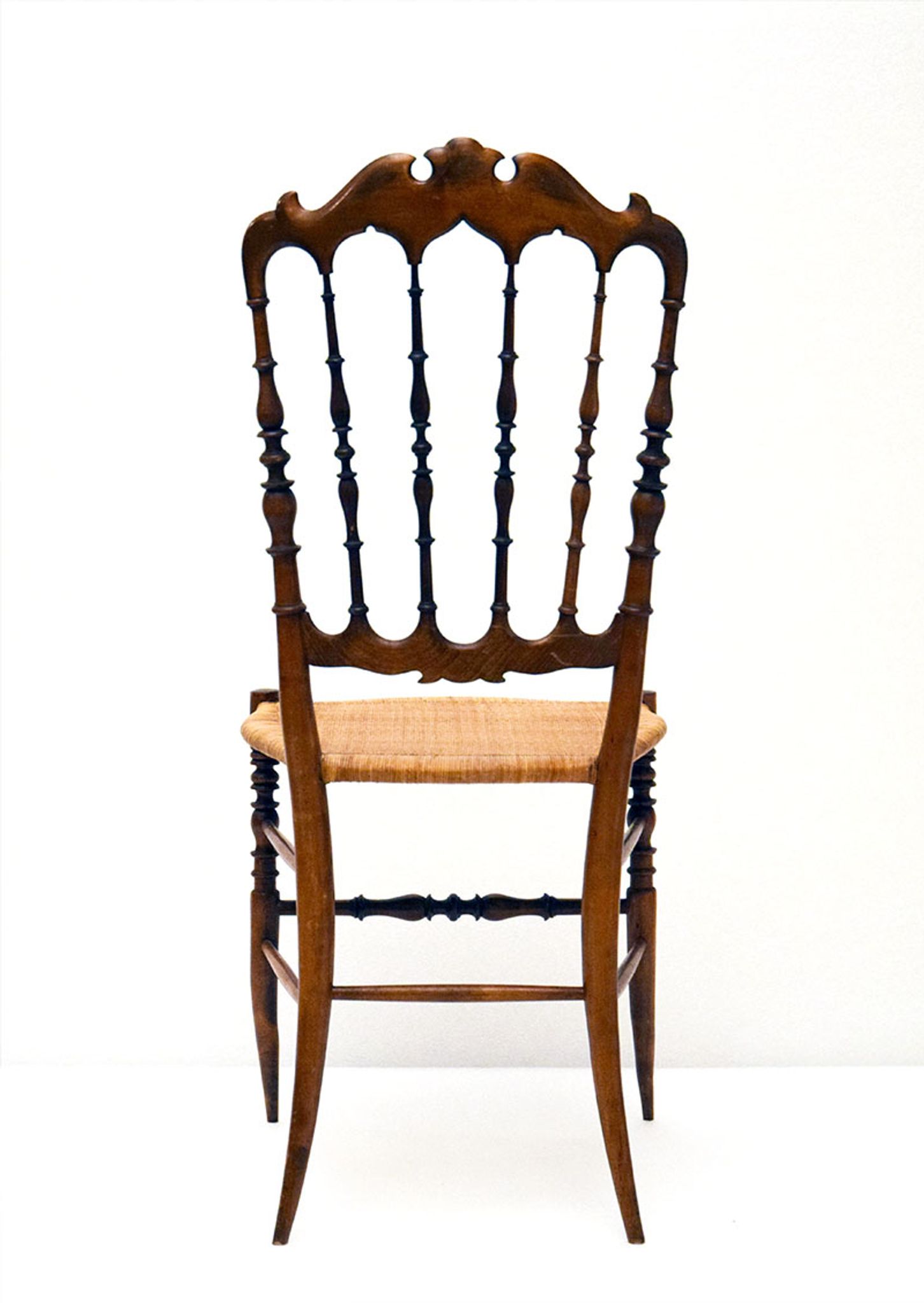 Chiavarina chairs in cherry wood with straw seat, early 20th century, Set of Four