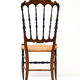Chiavarina chairs in cherry wood with straw seat, early 20th century, Set of Four
