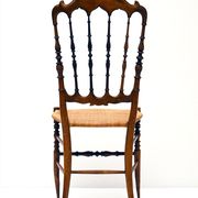 Chiavarina chairs in cherry wood with straw seat, early 20th century, Set of Four