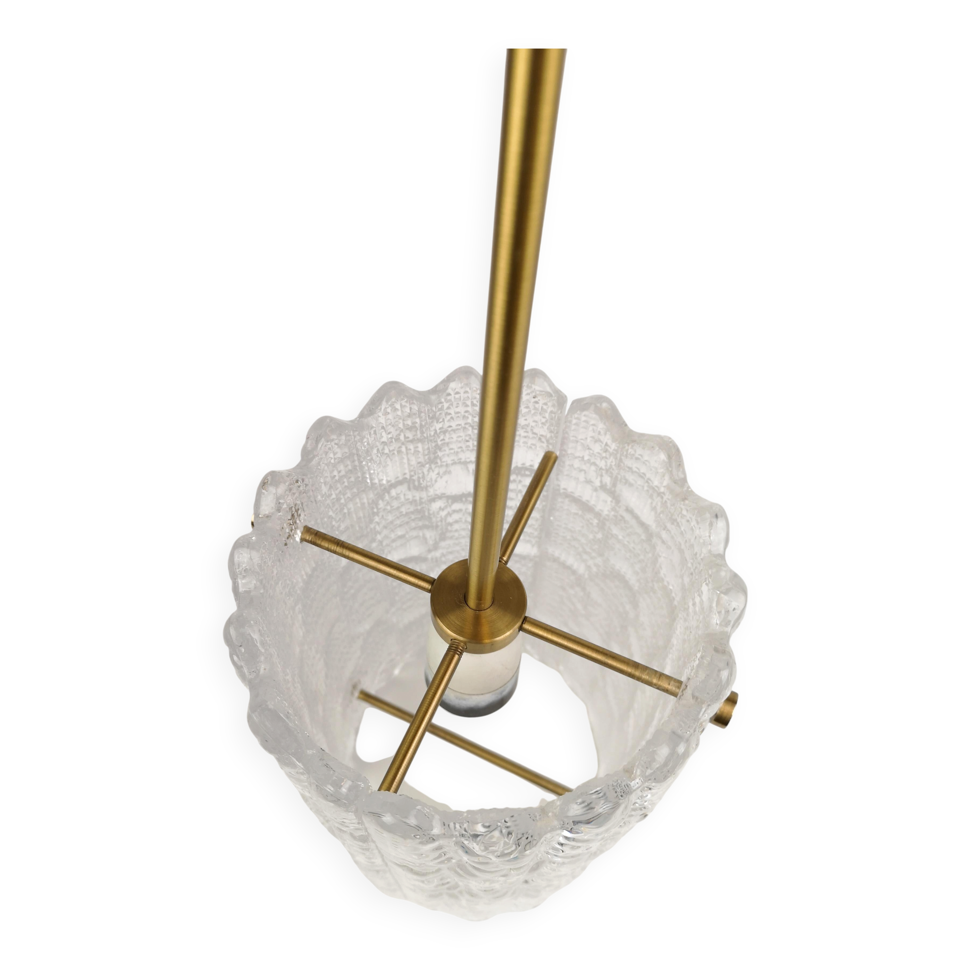 Suspended cylindrical crystal chandelier Mid-Century modern Carl Fagerlund for Orrefors, 1960s