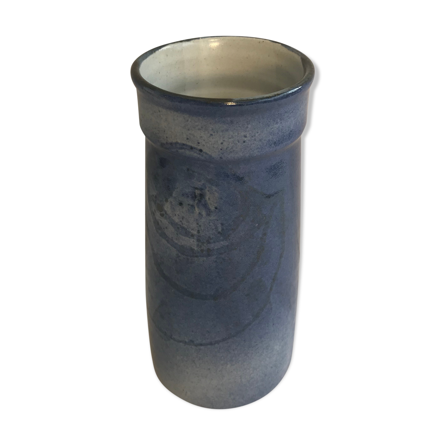 Old roll vase in blue sandstone
