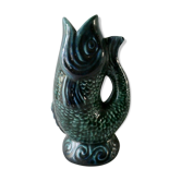 Pichet en céramique, barbotine, forme poisson