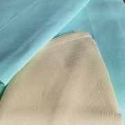 Water green tablecloth & 6 yellow napkins. France around 1980.
