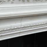 Louis XVI Style Fireplace In Statuary White Marble Circa 1880