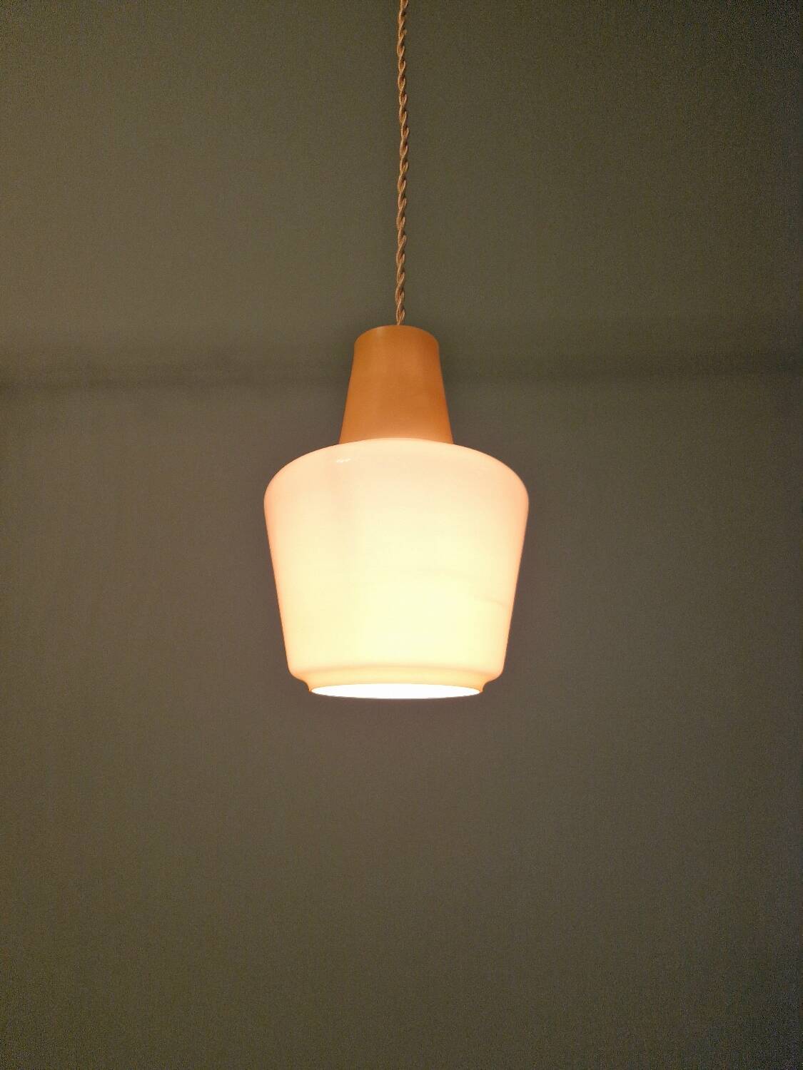 Scandinavian honey-colored opaline pendant light, 1960s