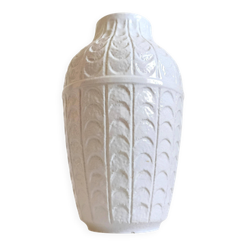 Mid-Century White Glazed Vase by Bay Keramik, West Germany, 1950s