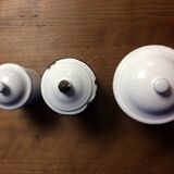 Enamelled kitchen coffee maker, ladle holder, spice jars set