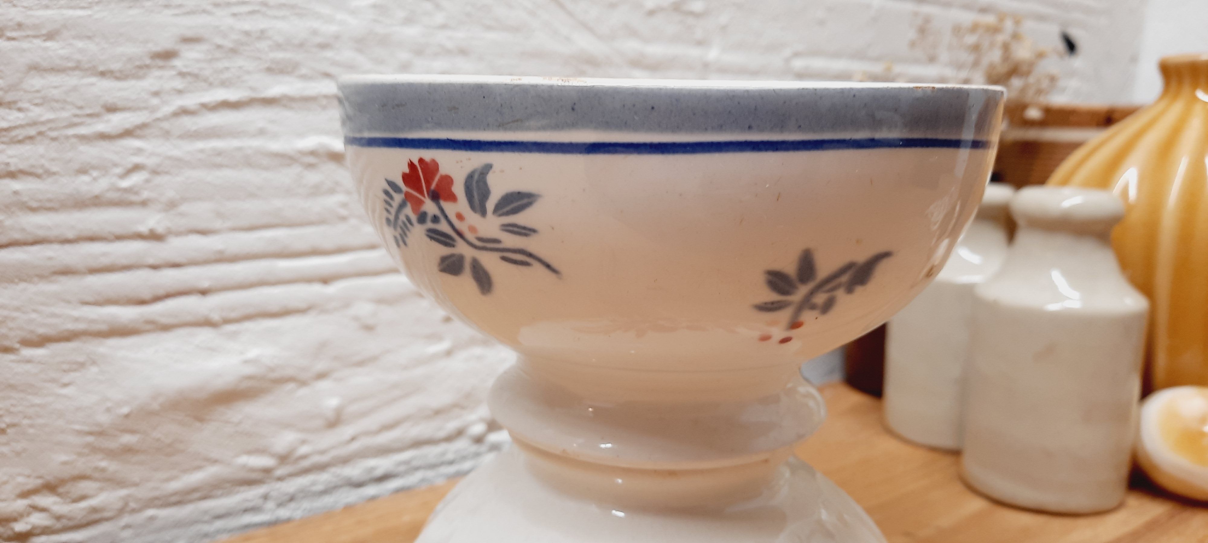 Old pink and grey bowl