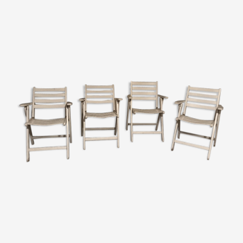 Garden white wood armchairs