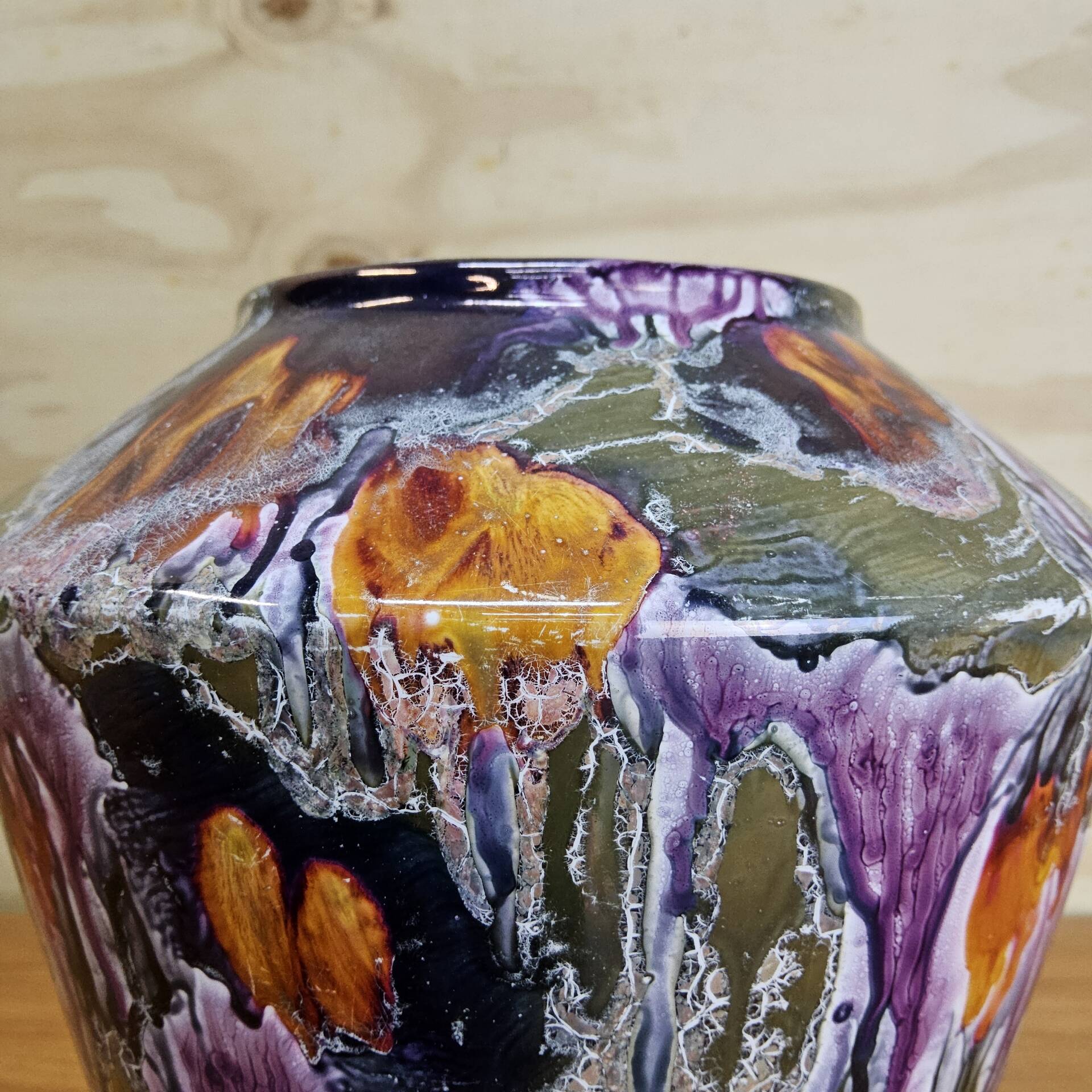 Vintage West Germany Scheurich Vase 507/20 Multicoloured Drip