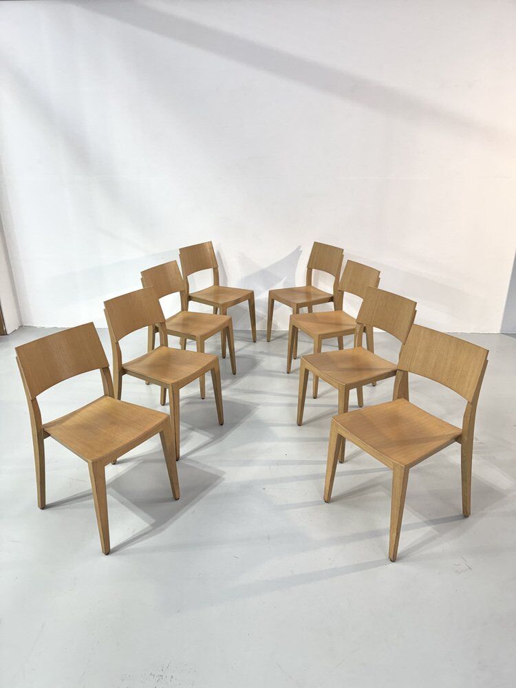 Vintage beech dining chairs, 1980s, set of 8