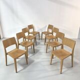 Vintage beech dining chairs, 1980s, set of 8