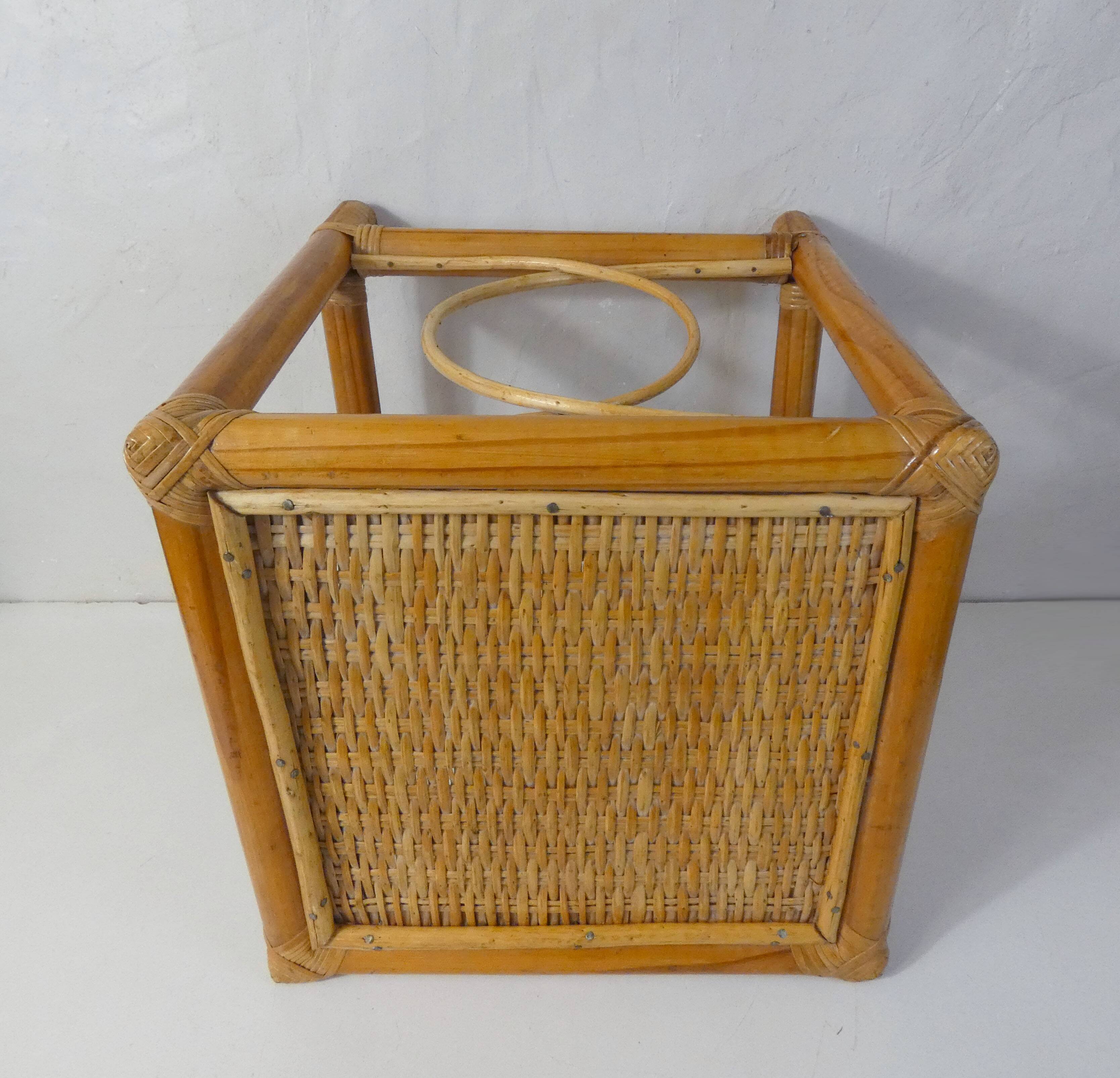 Vintage rattan sofa side table