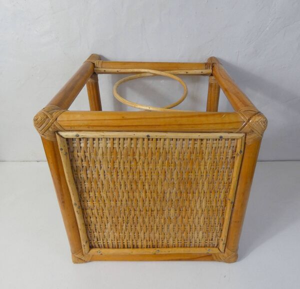Table d'appoint bout de canapé en rotin vintage