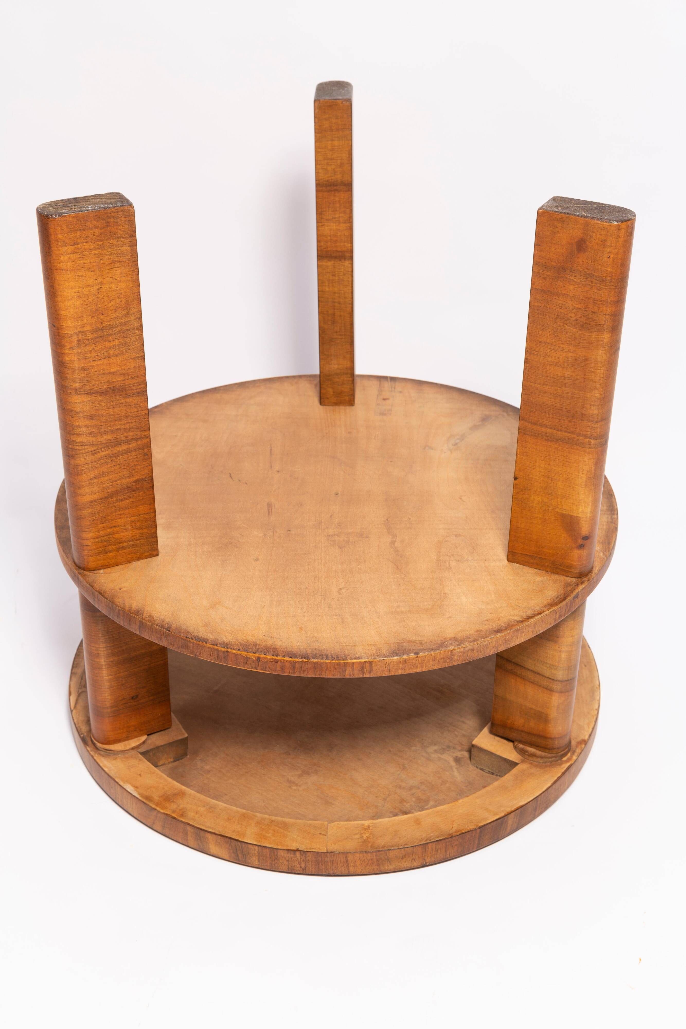 Mid-century modern coffee table, vintage, Art Deco, walnut wood, Poland, 1960s