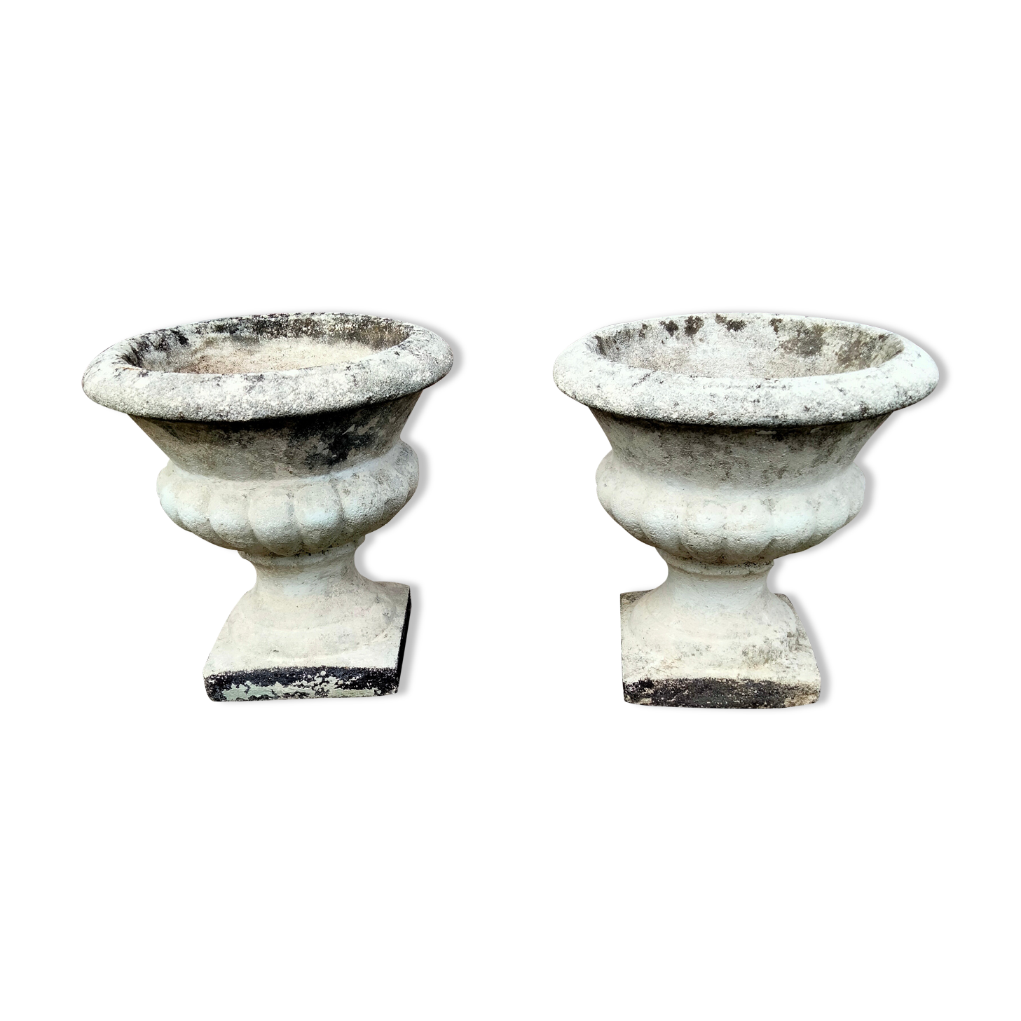 Pair of Medici vintage antique stone planters