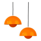 Paire de suspensions vintage danoises Flowerpot par Verner Panton, Louis Poulsen, 1968