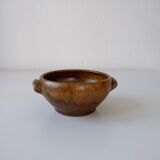 Brown Digoin stoneware bowl with handles