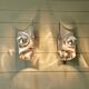 Pair of brushed aluminum wall lights, 1970s