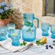 Vintage Vemam lemonade service in embossed blue glass, Italy.