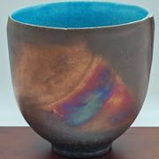 Grand bol en raku aux irisations métalliques