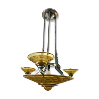 Lustre Art déco avec 3 petites coupelles