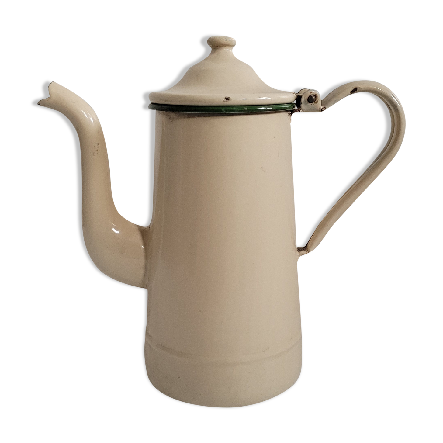 Beige enamel coffee maker