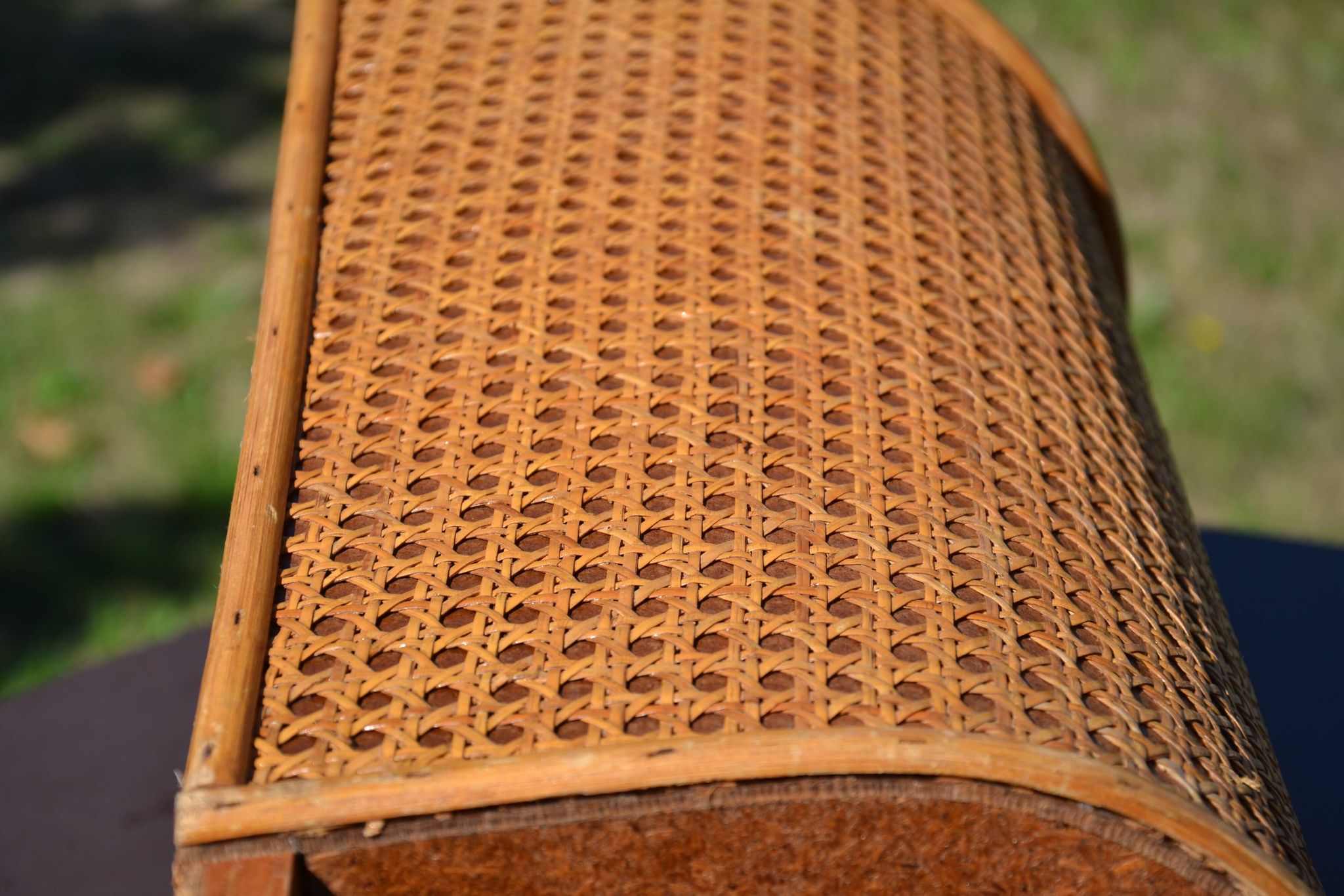 Porte-parapluie osier et cannage vintage