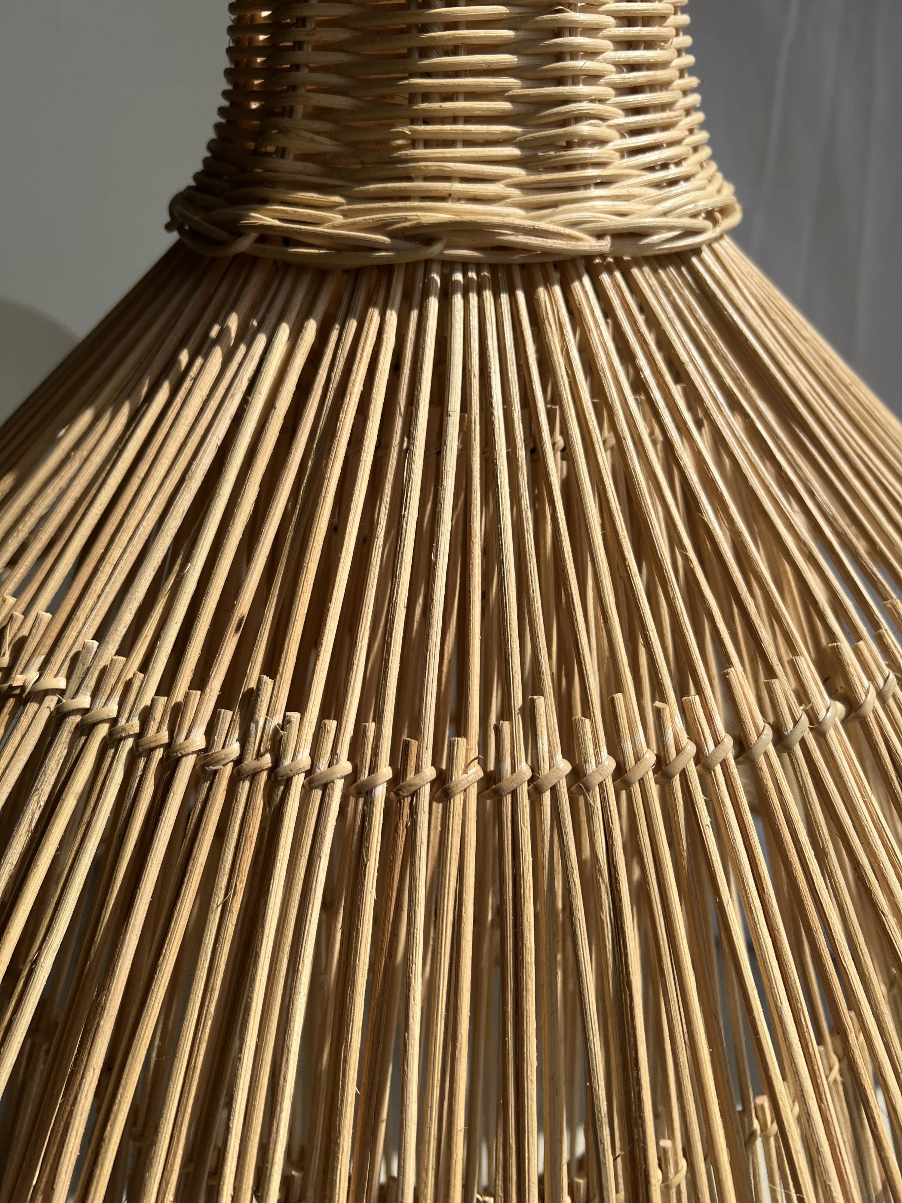 Rattan pendant lamp or light in the shape of an Asian lantern