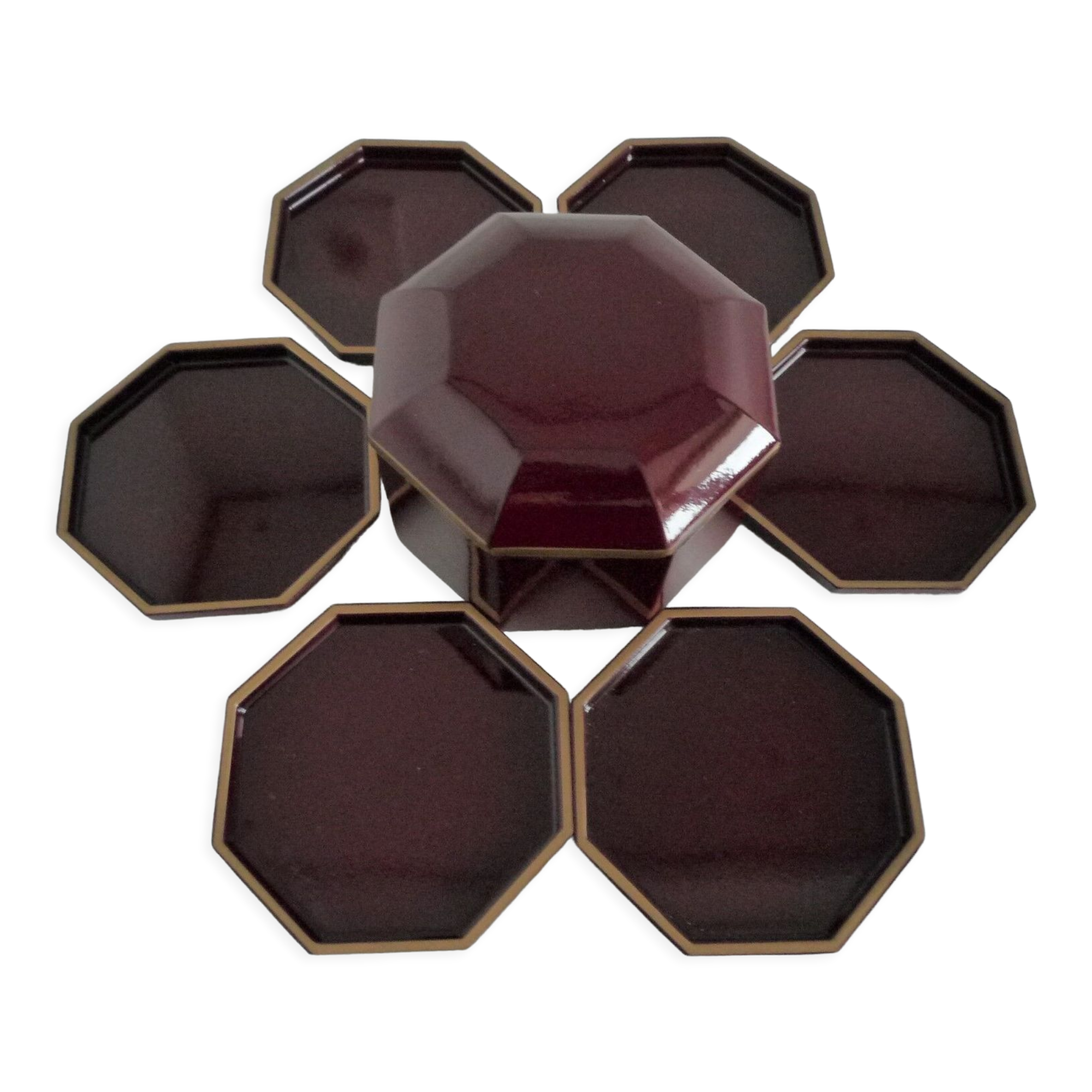 Box of 6 coasters lancel 80's