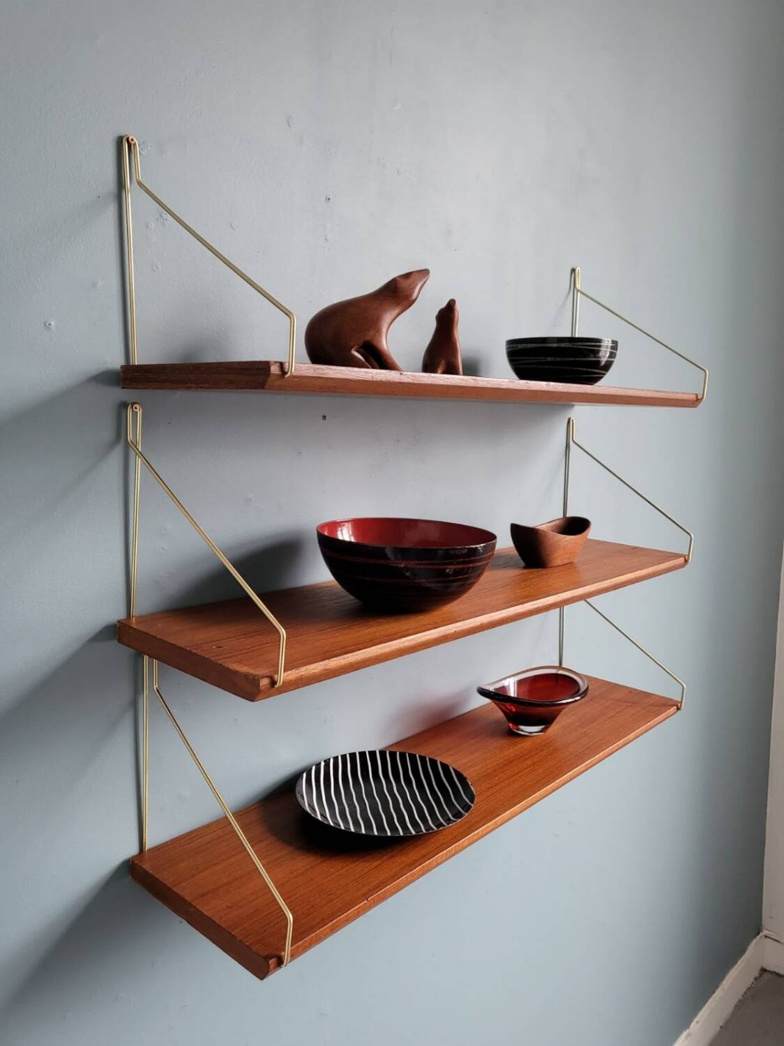 Scandinavian wall shelves 1960s, Set of 3