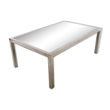 Steel Coffee Table in the Style of Nanda Vigo with a Mirrored Top, Italy, 1970s