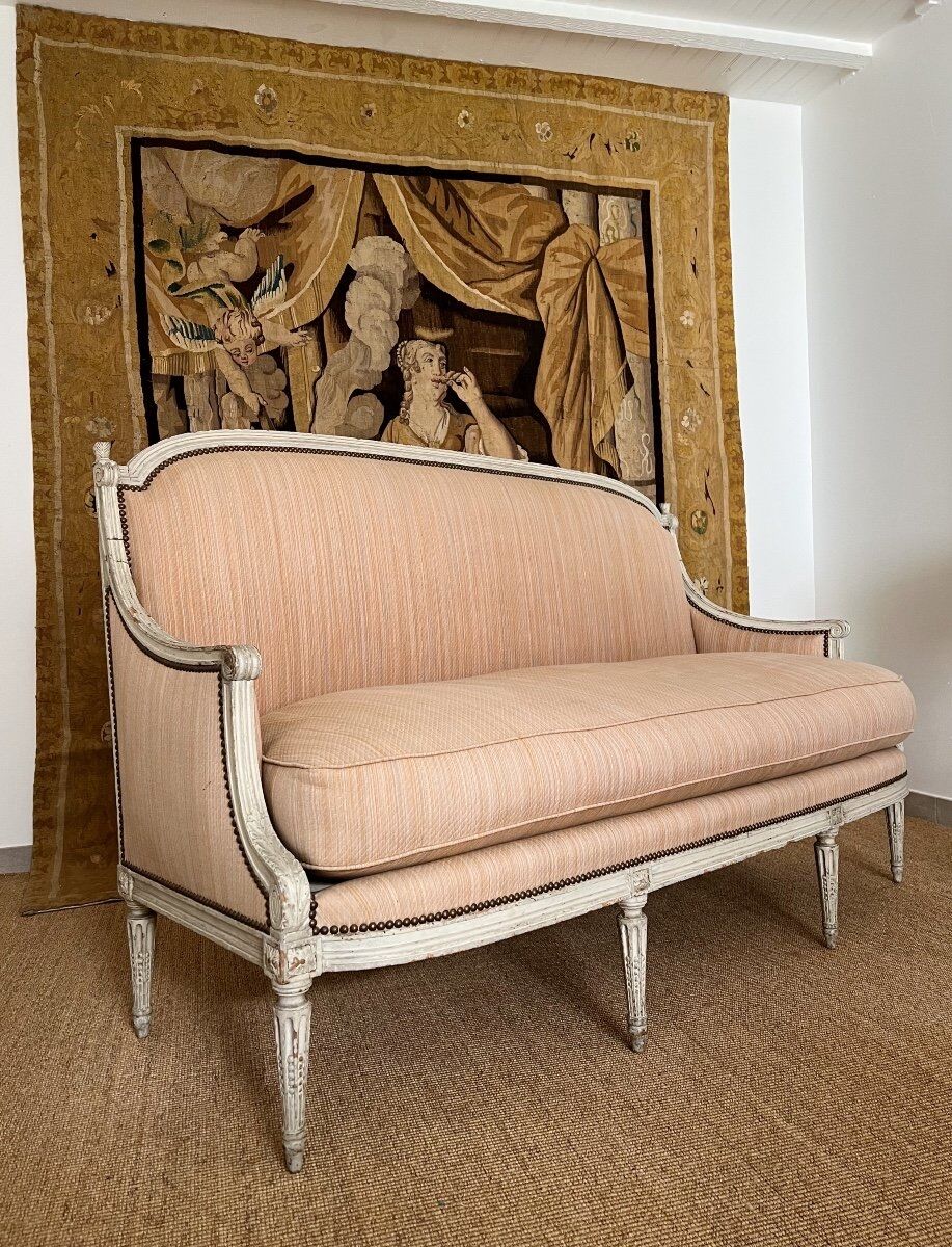 Louis XVI period sofa in lacquered wood