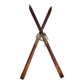 Paire de skis anciens en bois L=206cm