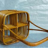 Bottle basket in vintage wicker 60s