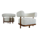 Contemporary Pair of Italian Armchairs, Wood and White Boucle Fabric