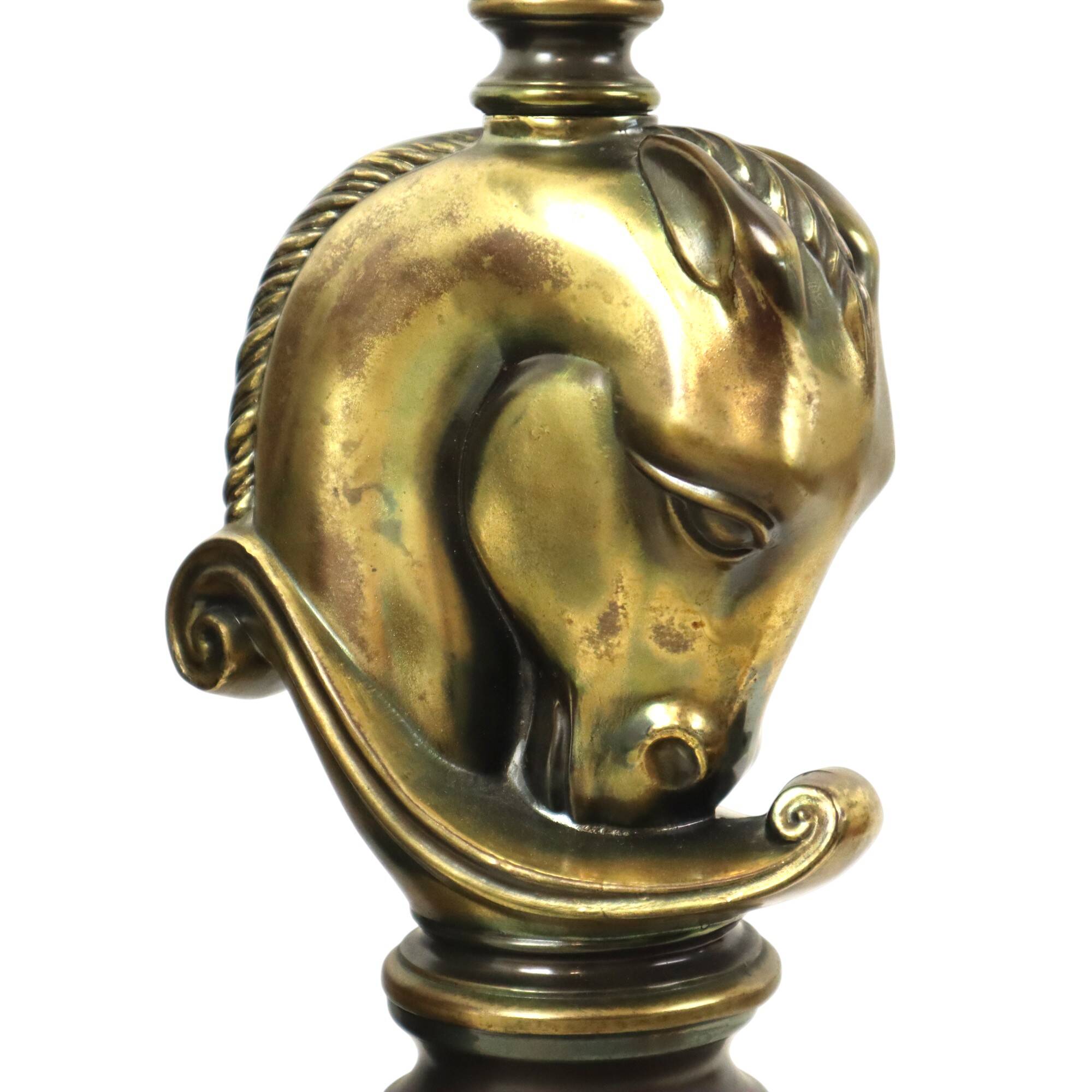 Lusterie Deknudt Vintage Horse Head Table Lamp XL Brass