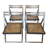 Set of 4 Italian folding chairs with caning.