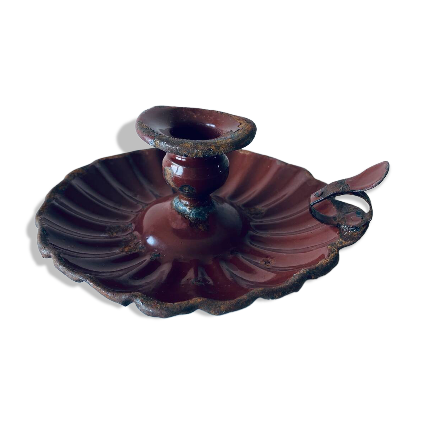 Antique enamelled candle holder