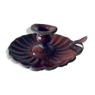 Antique enamelled candle holder