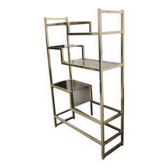 Antique Brass & Smoked Glass Shelf "Willy Rizzo"