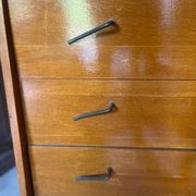 Commode pieds compas en chêne, France années 60