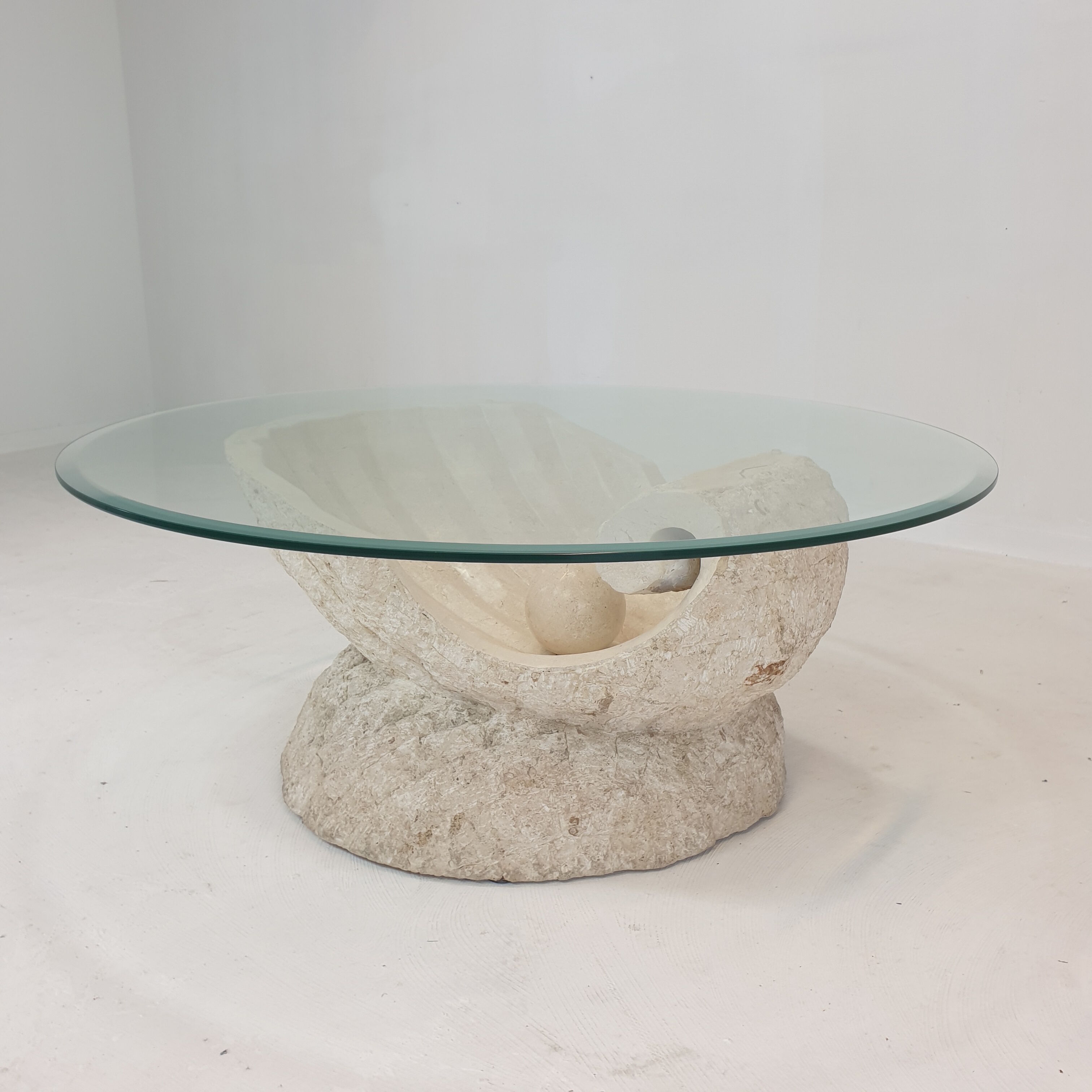 Magnussen ponte mactan stone shell coffee table, 1980s
