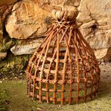Small rattan pendant light, handmade, 17x21cm
