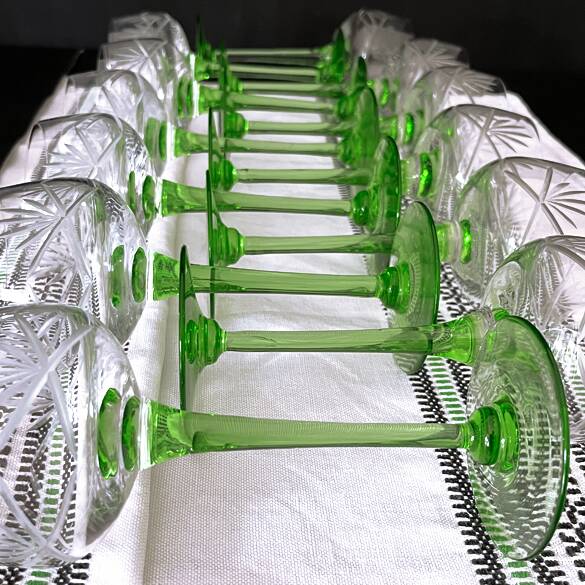 12 Cut Crystal White Wine Glasses