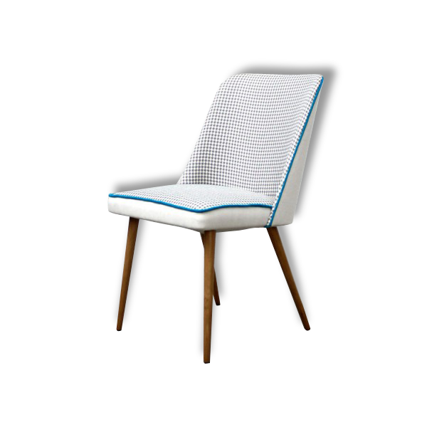 Nice Chair vintage of the 50s/60s renovated (wood, fabric, trim).